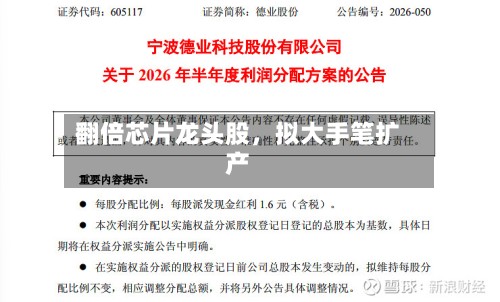 翻倍芯片龙头股，拟大手笔扩产-第2张图片