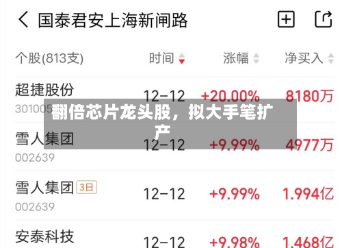 翻倍芯片龙头股	，拟大手笔扩产-第3张图片
