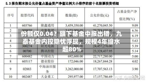 份额仅0.04？旗下基金中报出错	，九泰基金内控隐忧浮现，规模4年缩水超80%-第2张图片